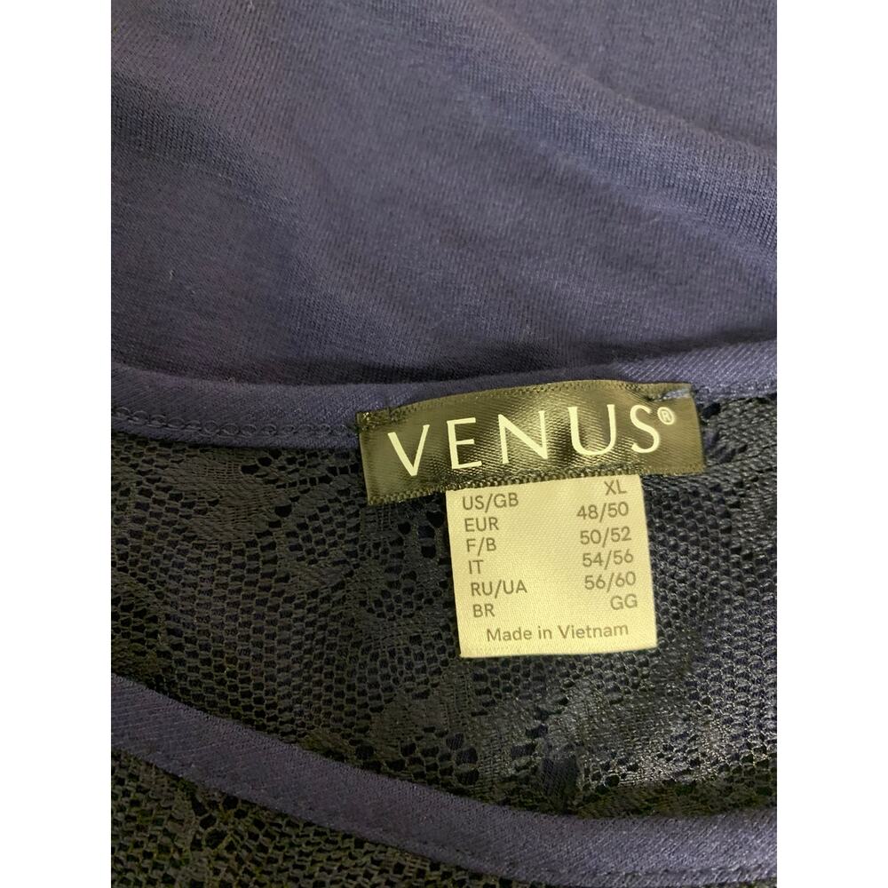 Venus Top Lace Sheer Mesh Navy Boho Whimsical Edgy Womens SZ XL - Picture 3 of 8